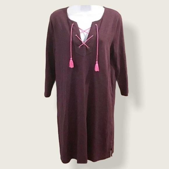 Boden Dresses & Skirts - Boden Cross Tie Tunic Dress Purple Tassel Size 6